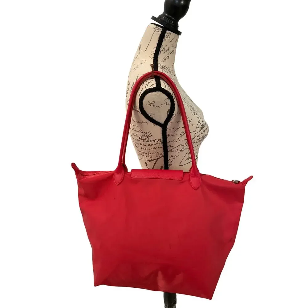 Authentic Longchamp Le Pliage Large NEO Orange Nylon Tote Shoulder bag - Picture 2 of 10